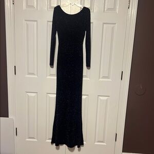 Honey and Rosie Black Long Sleeve Gown with Scoop Neck